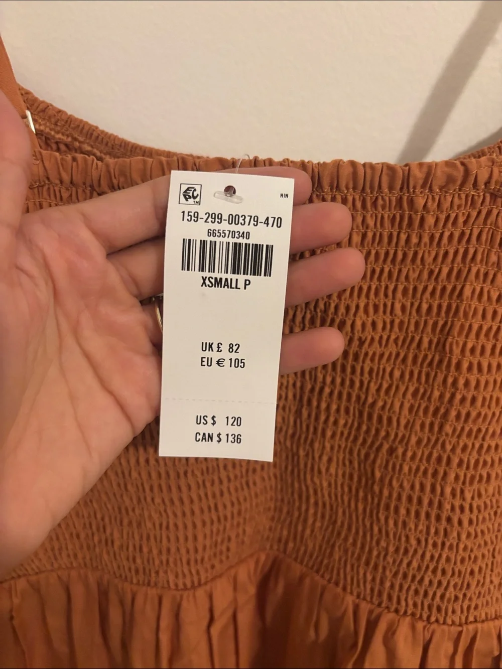 Abercrombie & Fitch Burnt Orange Smocked Maxi Dress